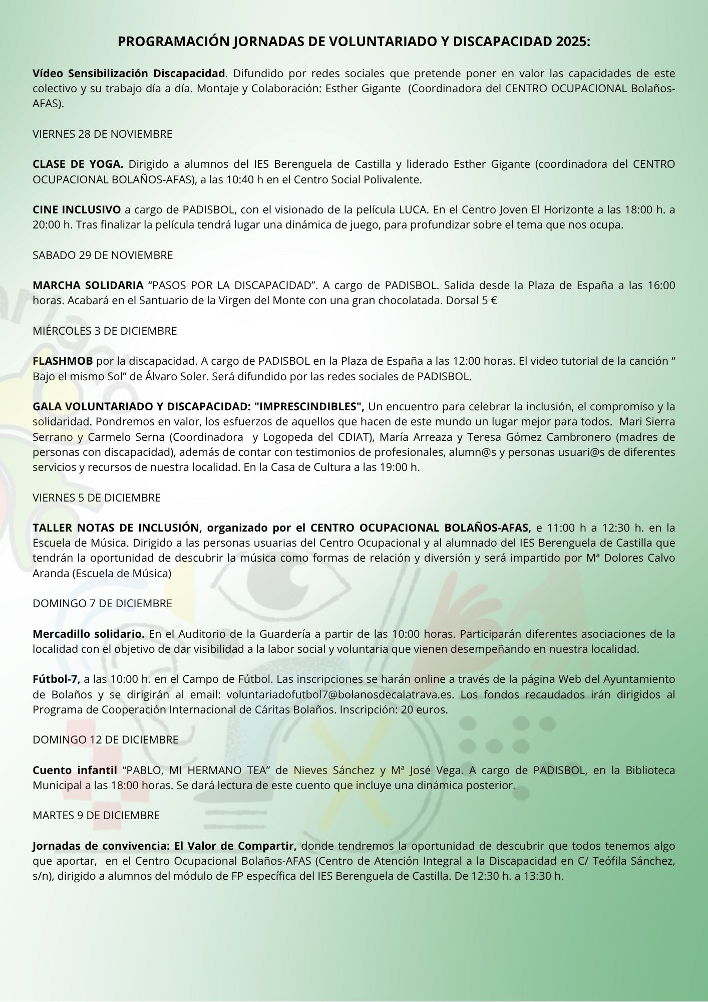 programación jornadas voluntariado