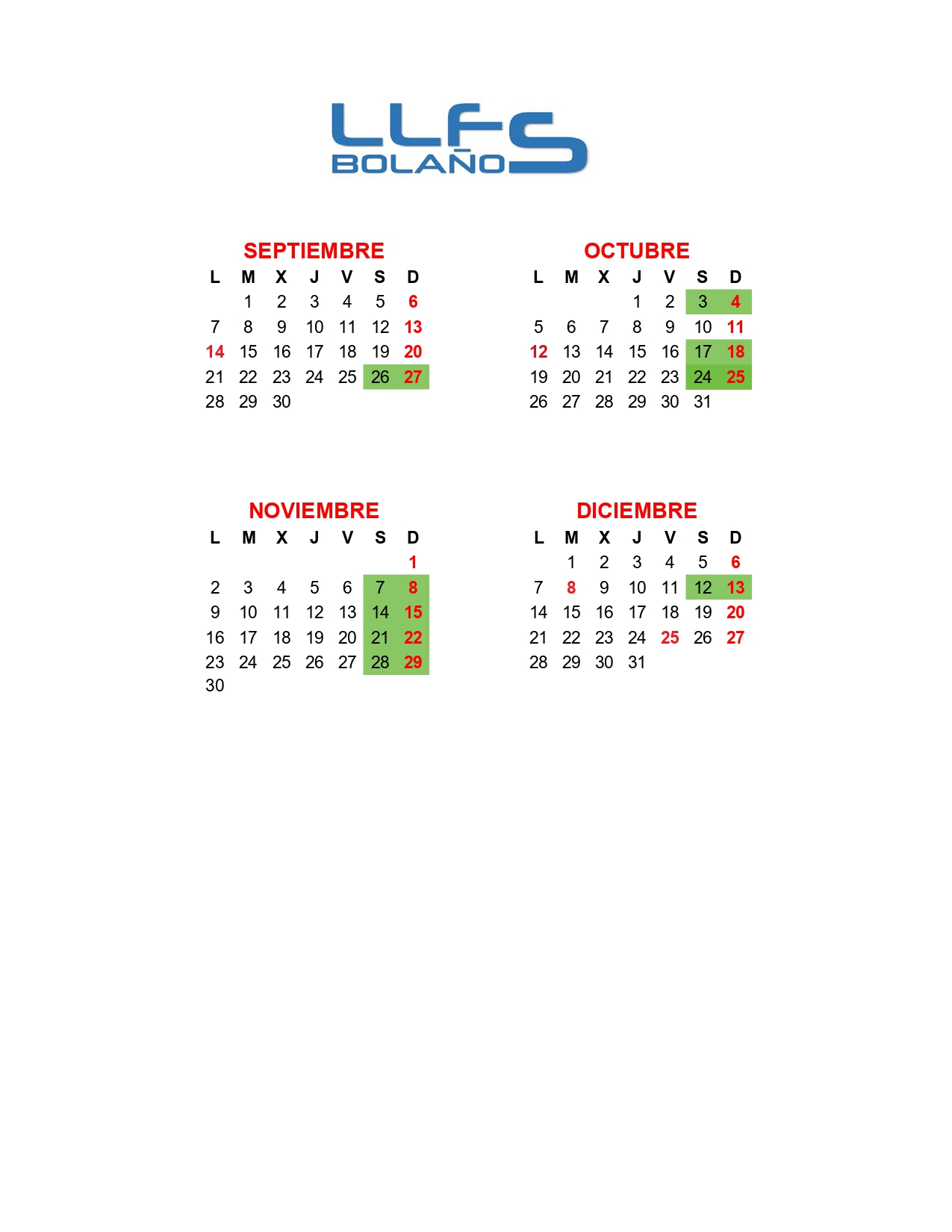 FECHAS 1ª VUELTA